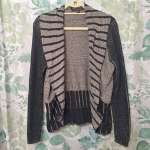 Fever Black and Gray Striped Cardigan